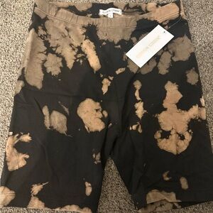 Cotton Citizen Black and Tan biker Shorts